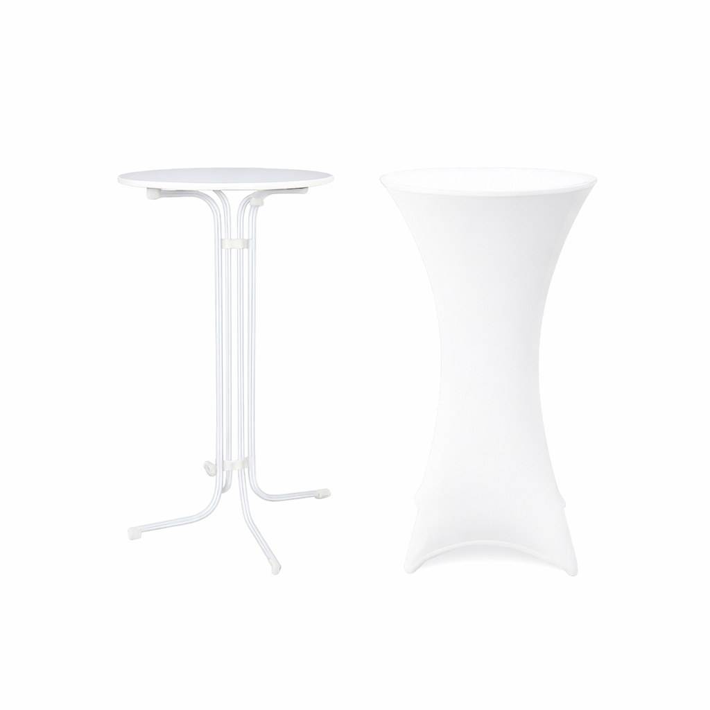 Stehtisch optional mit weißer Husse – elegant für Hochzeiten & Events